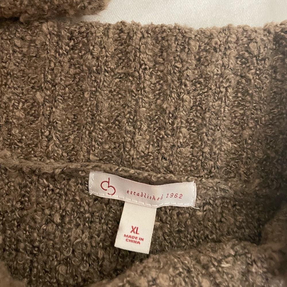 DB XL turtleneck sweater brown womens fur trimming euc - Picture 7 of 8